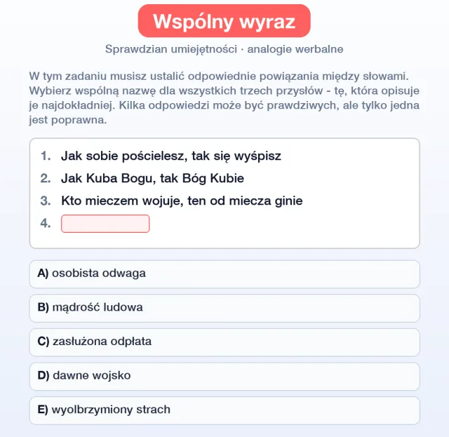 Przykładowe zadanie: wspólny wyraz