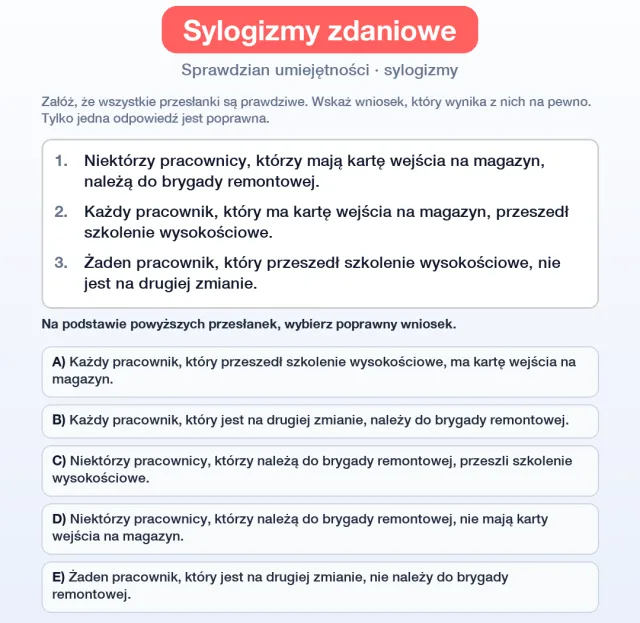 Przykładowe zadanie: sylogizmy zdaniowe