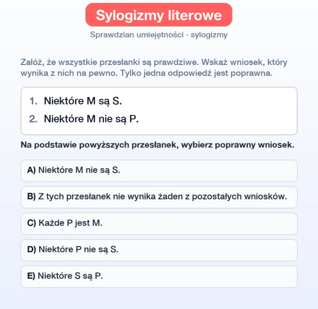 Przykładowe zadanie: sylogizmy literowe