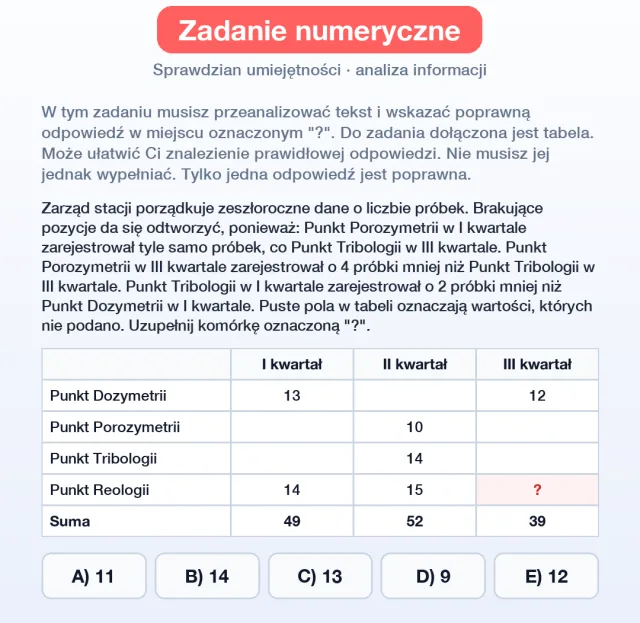Przykładowe zadanie: zadanie numeryczne